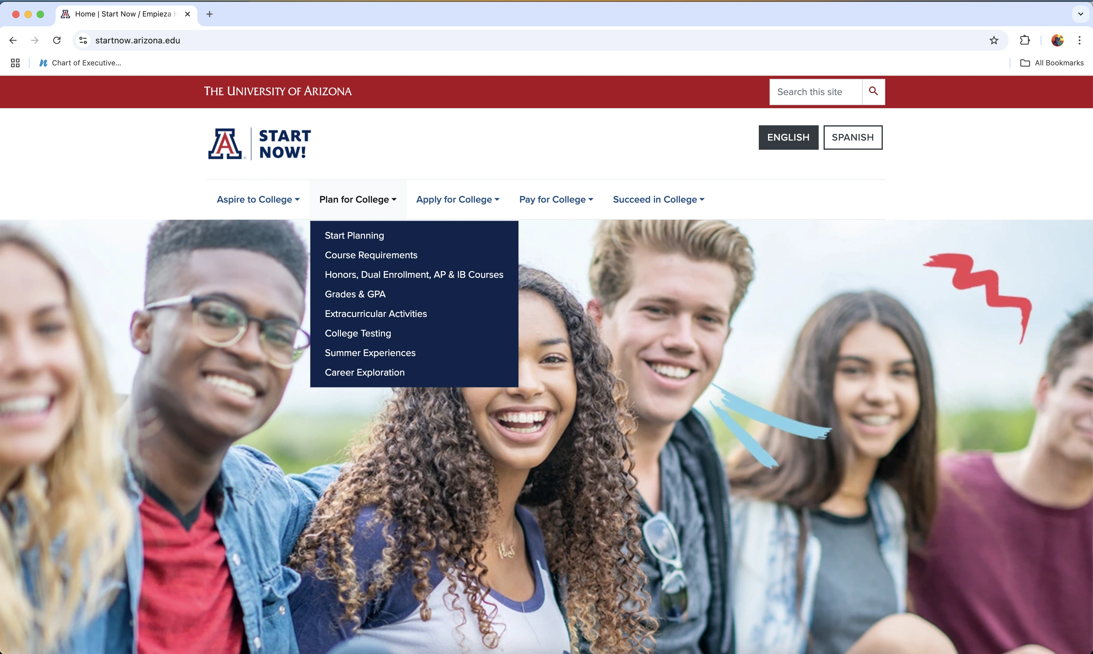 Picture of Start Now! website.